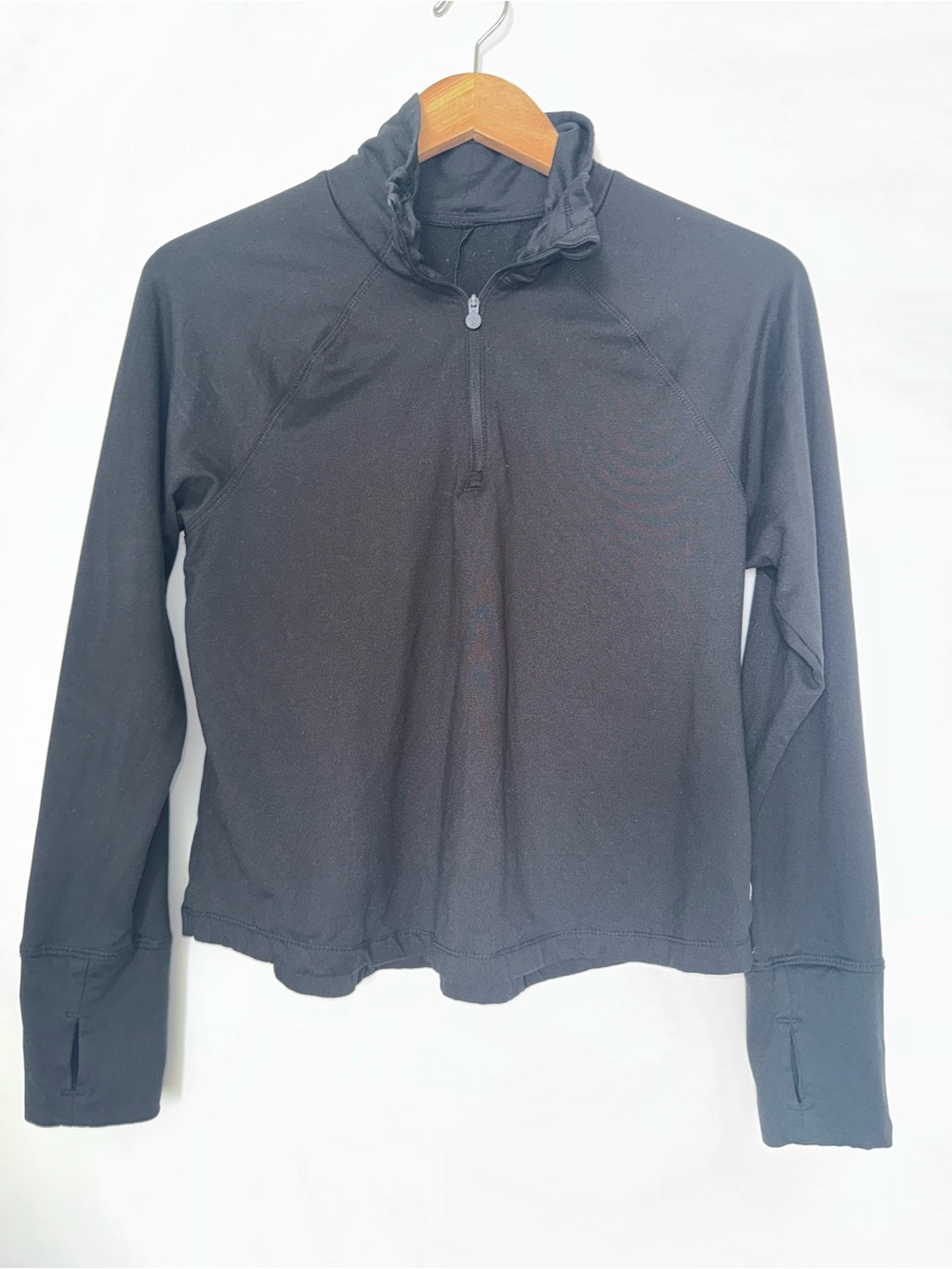 Women's Black Quarter-Zip Long Sleeve Top